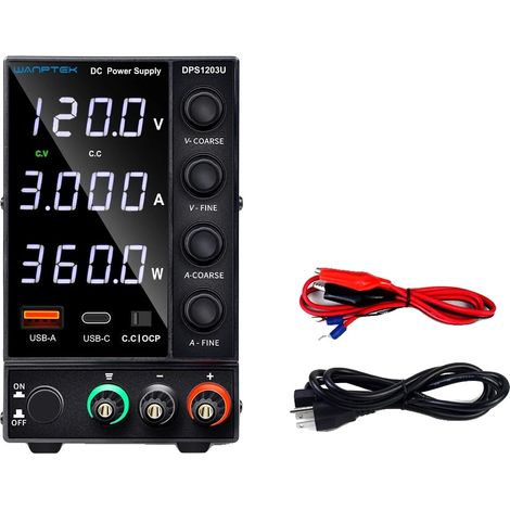 Alimentation de banc de laboratoire, tension réglable, design compact, OCP 120V 3A (1/2)