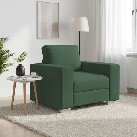 vidaXL Canapé/Fauteuil vert foncé 100x77x82 cm en tissu velours côtelé (1/5)