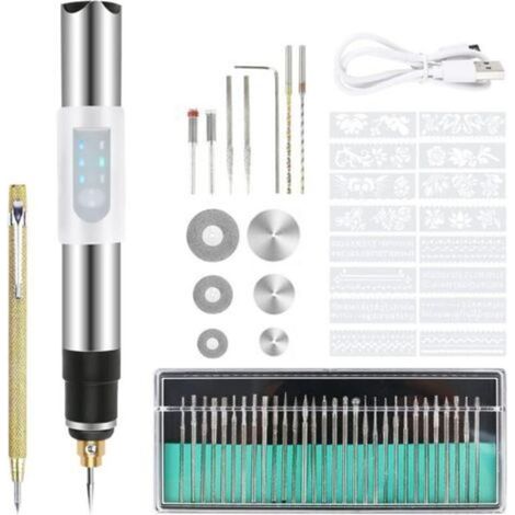 Stylo graveur électrique, kit d'outils de gravure, mini stylo graveur USB, pour métal, verre, bois, pierre, bijoux, clous en céramique (1/5)