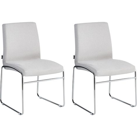 Conjunto de 2 sillas de comedor tapizadas sin reposabrazos diseño moderno base de metal gris claro Lecco