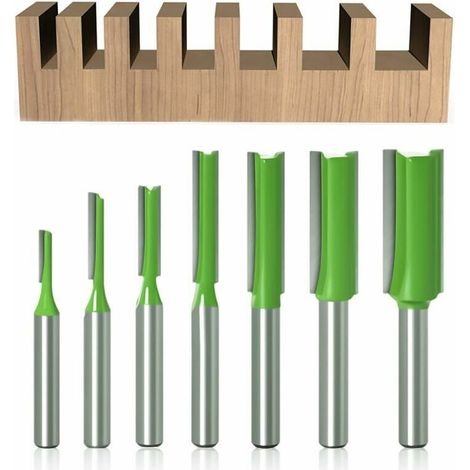 royaluxe -7Pcs Fraise droite à queue de 6 mm, Fraise Droite Defonceuse, pour Bois Carbure de TungstèNe Outil de Travail Du Bois,3mm 4mm 5mm 6mm 8mm 10mm 12mm