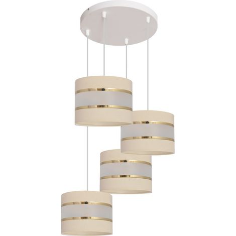 Helam HELEN Suspension Cluster Plafonnier Ecru, Doré, Blanc 35cm