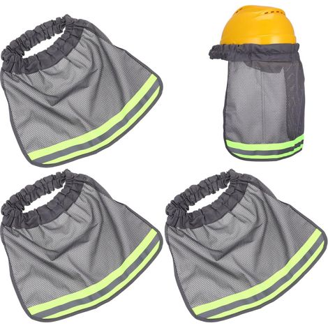 3 Pieces Sun Visor for Safety Helmet - Breathable Mesh Neck Protector - Men's Neck Warmer with Reflective Band - Grey Addition Visor for Summer Work (1/5)