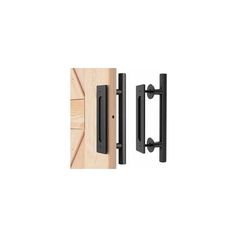Poignée de porte coulissante noire – Compatible portes de grange et placard – Installation facile avec vis et clé en L – Prise confortable (1/5)
