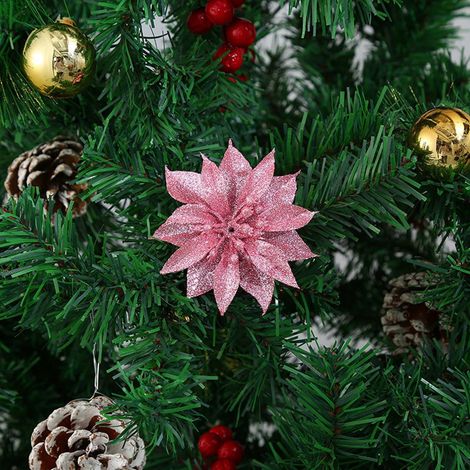 Fleurs Artificielles - 10 Pièces - 8,9 cm - Décor Arbre De Noël Intérieur - Ornement Floral Festif (1/3)