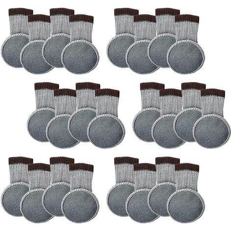 Lot de 24 chaussettes de protection pour pieds de chaise avec patins en feutre, protections élastiques et tricotées pour sols en bois, embouts antidérapants et épais pour meubles (1/5)