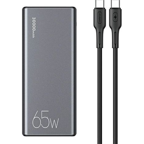Batería externa USAMS PB59 30000mAh 65W2xQC3.0+PD Carga rápida czarny/black CMXLOGTC01 (US-CD165) + cable USB-C-USB-C