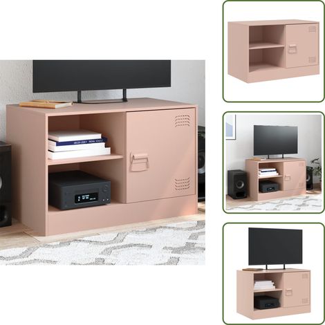 TV-Schrank Rosa 67x39x44 cm Stahl - TV-Schrank - Fernsehtisch - Regal - Rosa Möbel - Stahlregal (1/5)