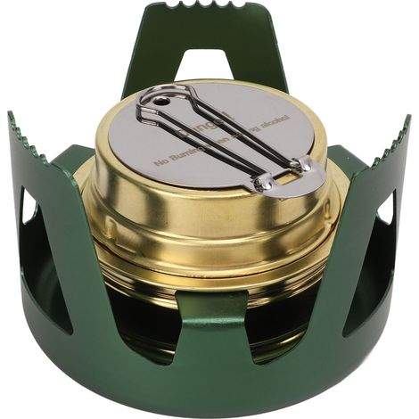Réchaud à alcool miniature, haute sécurité et haute efficacité de combustion, portable, avec sac de rangement pour pique-nique en plein air (vert). (1/5)