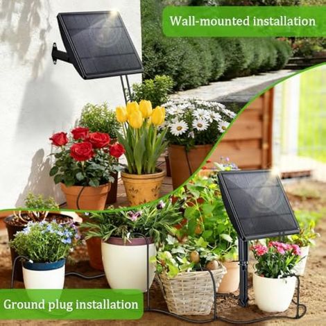 Système d'irrigation solaire à gouttelettes pour plantes en pot, plantes, balcon, potager surélevé, serre, jardin (1/4)