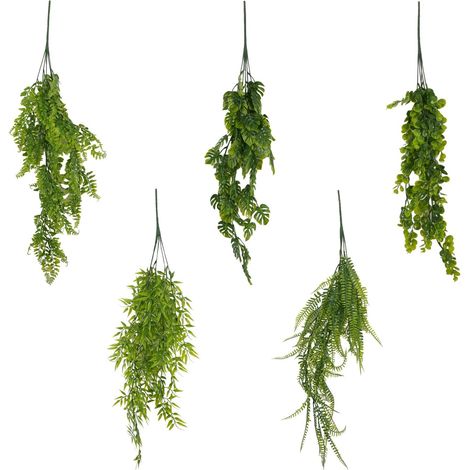 Youyijia 5PCS Artificial Hanging Vines Plants, Artificial Ivy Leaves Garland Trailing Potted Plants Plastic Decorative Artificial Plants for Indoor Outdoor Home Garden Decorations (5, MIX) (1/5)