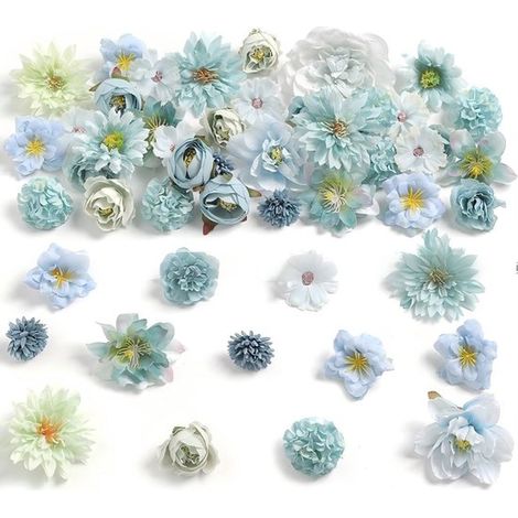 21 flores artificiales, Tonos rosa rojizos, Flores artesanales, Flores versátiles, Flores de plástico, Ideales para fiestas, playa y bodas (1/5)