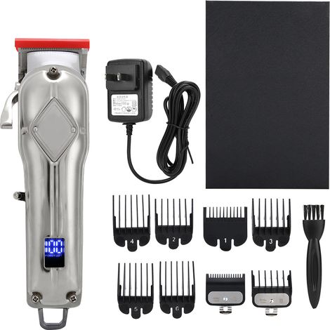 Tondeuse à cheveux rechargeable électrique coupe-cheveux machine à couper outil coiffure argent prise US 110-240V (1/5)