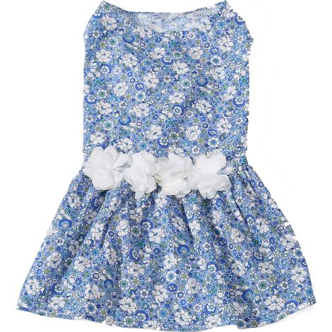 Robe florale bleu clair pour chien XS, douce, confortable et respirante, jolie robe de princesse pour chien, pour fête de mariage (1/4)