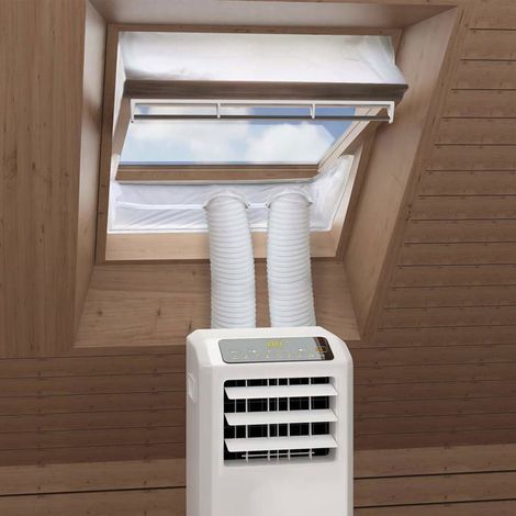 Tissu isolation fenêtre pivot central – Périmètre 381-460 cm – Pour climatiseur mobile et sèche-linge – Universel (1/4)