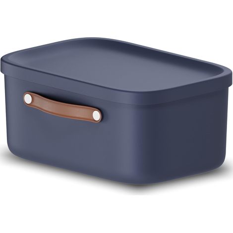 Boîte de Rangement 12 L avec Couvercle en Plastique PP Bleu (1/5)