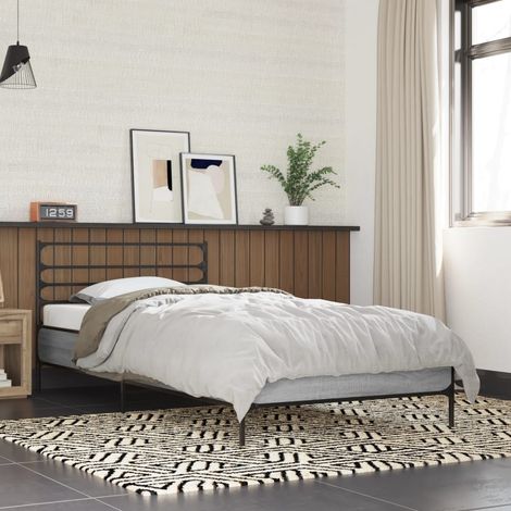 Estructura cama madera ingeniería metal gris  90x190 cm