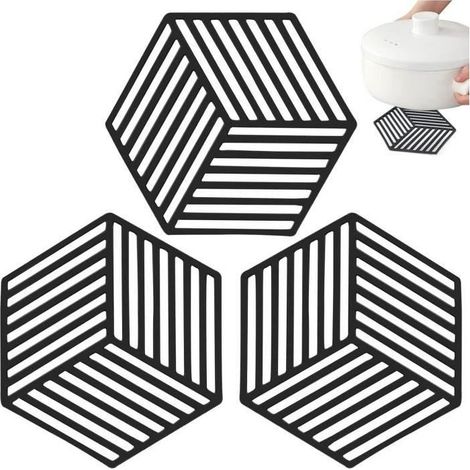 Dessous de Plat en Silicone - 3 Pièces - Antidérapant - Résistant à la Chaleur - Facile à Nettoyer (1/4)