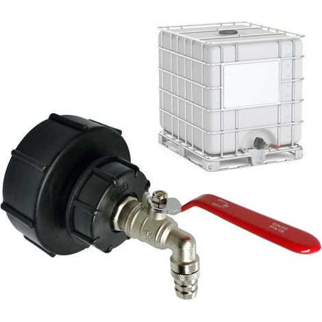 Válvula de drenaje IBC, válvula de bola IBC, adaptador para tanque IBC, rosca gruesa S100 x 8 / S60 x 6, conector para manguera de jardín de 3/4", accesorios para grifo, adaptador