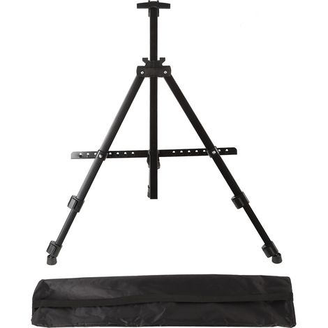 Chevalet d'artiste en alliage de fer, trépied pliable et réglable, noir (1/5)