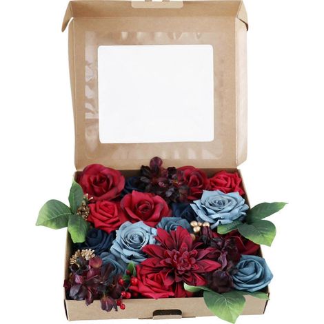 Coffret de fleurs artificielles pour réaliser soi-même bouquets de mariage, boutonnières, centres de table, guirlandes et arches. Décoration florale (1/5)