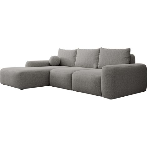 Selsey Carnos - Ecksofa mit Schlaffunktion, Ballkissen, Chenillebezug, Dunkelgrau, linksseitig (1/5)