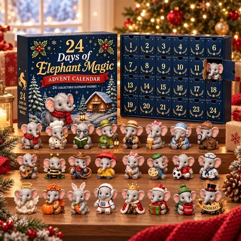 3D-Elefanten-Adventskalender 2026, 24 Tage, Tier-Weihnachts-Countdown