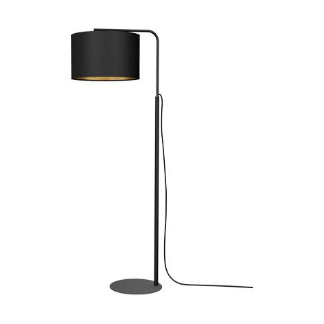 Lampada da terra Arden nera paralume oro E27 15W Luminex