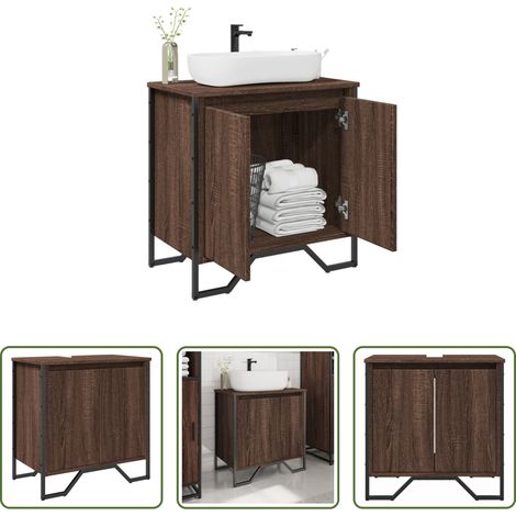 Armoire salle de bain - Armoire lavabo de salle de bain chêne marron 60x35x60 cm (1/5)