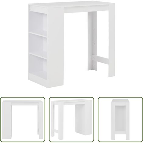 Weiß - Bartisch mit Regal Weiß 110x50x103 cm (1/5)