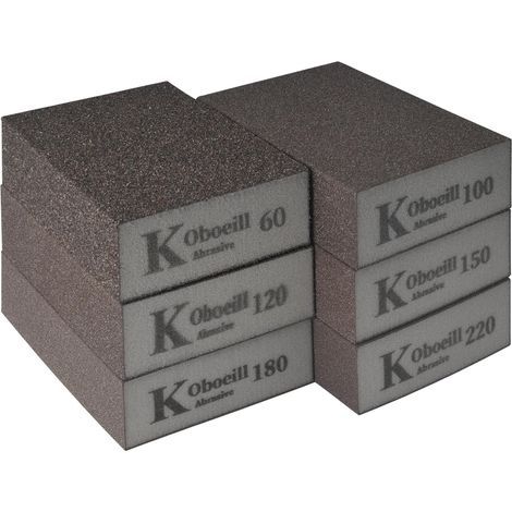 6 pieces Sanding sponge with sanding paper (6 grits 60/100/120/150/180/220) for wood/metal. Reusable for wet or dry sanding (1/5)