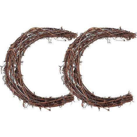 Mondförmiger Rattankranz (2-teilig) – Handgefertigte Rattanringe und -rahmen – 25,00 x 25,00 x 3,00 cm (1/4)