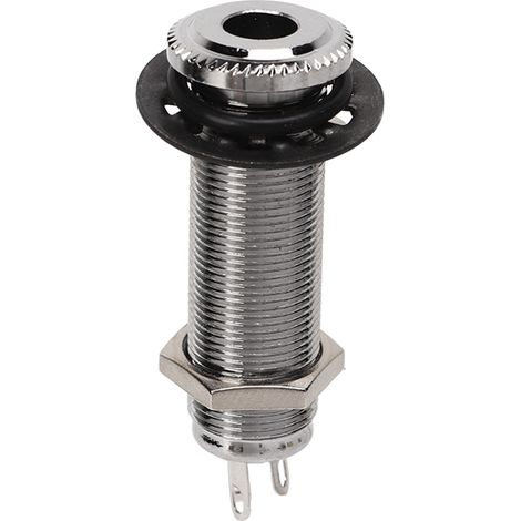 Connecteur jack fileté de remplacement en laiton, droit, pour guitare électrique et basse, couleur argent.