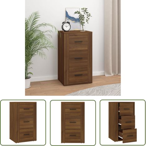 The Living Store Buffet Chêne marron 40x33x70 cm Bois d'ingénierie - Buffet - Commode - Meuble Rangement - Meuble Salon - Mobilier Intérieur (1/5)