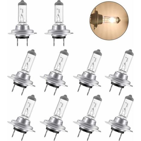 royaluxe -10pcs Ampoule halogène Led 12V H7 55W, Durable Ampoule blanche chaude Feux de route / feux de croisement pour voiture (1/4)