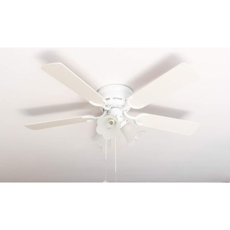 Pepeo Ventilatore a soffitto Kisa Deluxe da 105 cm bianco Ala bianca/acero con illuminazione e interruttore a tirare (1/4)