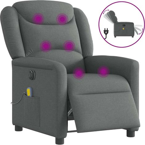Massagesessel Elektrisch Dunkelgrau Stoff