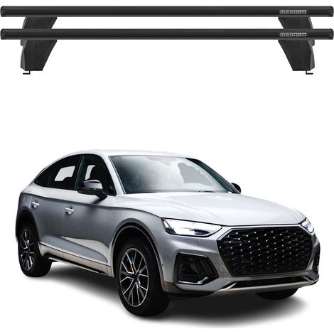 OMAC Barres de toit transversales en aluminium pour Audi Q5 FYT Sportback 2021-2025 – Antivol – Rainure en T – Testées City Crash – Charge Max 75 kg Noir (1/4)
