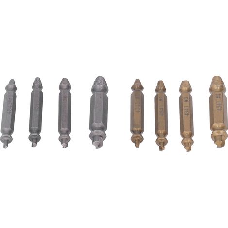 Extracteur de vis (lot de 8) pour boulons cassés ou endommagés, outil d'extraction de vis foirées, argent et or (1/5)