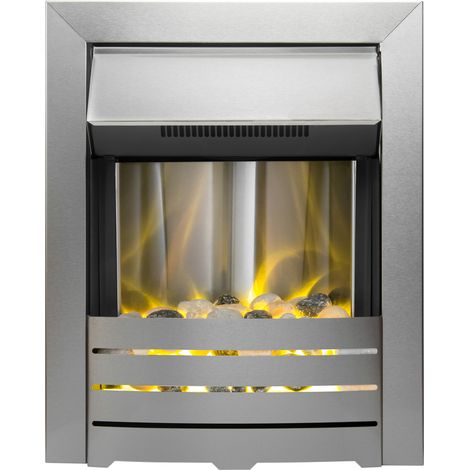 Adam Helios Electric Fire in Brushed Steel