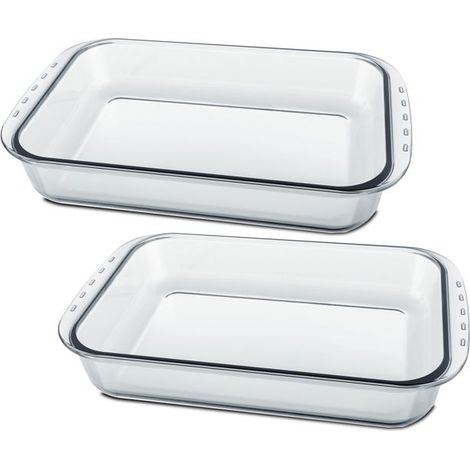 Plateau à four - JUANIO - rectangulaire - Lot de 2 - Verre 5 L - 40.4x24.9x7.2 cm