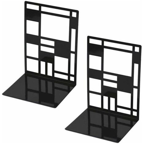 Set di fermalibri, fermalibri in metallo, fermalibri neri, fermalibri di design, mensola con base antiscivolo per bambini, ufficio, scuola, soggiorno, libreria e biblioteca.
