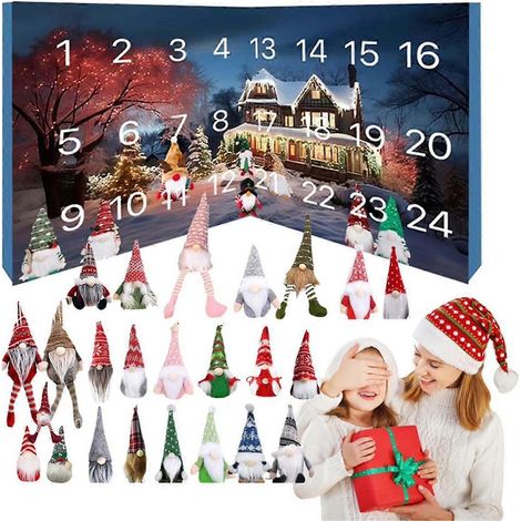 Calendrier de l'Avent Gnome avec figurines Gnome à collectionner - Jouet Gnome A-- (1/5)