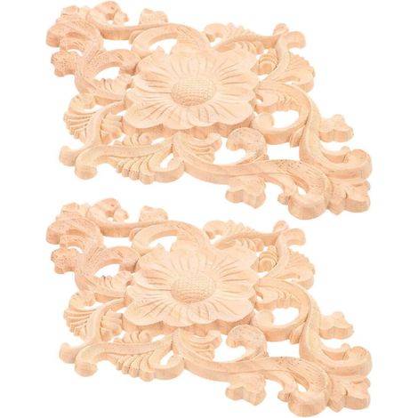 Decorative Wooden Furniture Appliques, Set of 2 Pieces, Easy to Install and Wear-Resistant, for Interior Decoration of Cabinet Doors (1/5)