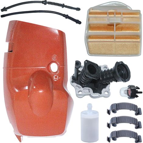 Couvercle supérieur de cylindre, filtre à air et collecteur d'admission pour Husqvarna 445 445e 450 450e , couvercle supérieur du moteur du cylindre , clips, filtre à air , tuyau de ligne de carburant (1/5)