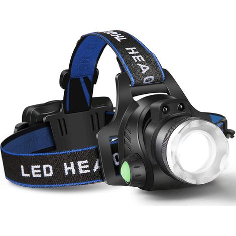 Lampe Frontale - LED Rechargeable USB - Étanche IPX4 - 4 Modes Éclairage - Tête Orientable 90° - Bandeau Ajustable - 2x Batteries 18650 - 1 Pièce (1/5)