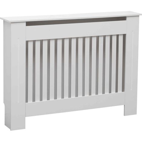 Oypla Medium White Wooden Slatted Grill Radiator Cover MDF Cabinet (1/5)