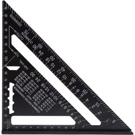 Équerre Charpentier Règle Triangle en Alliage d'aluminium avec Rapporteur Outil de Mesure Noir (1/4)