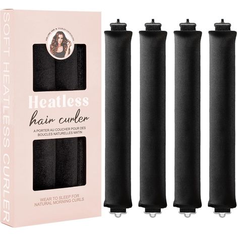 Ensemble de 4 fers à friser/rouleaux à friser sans chaleur – Convient à tous les types de cheveux (Noir) (1/5)