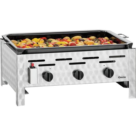 Grill inox combiné d'extérieur à gaz 3 brûleurs, 11 000 W, GAZ LIQUÉFIÉ (1/5)